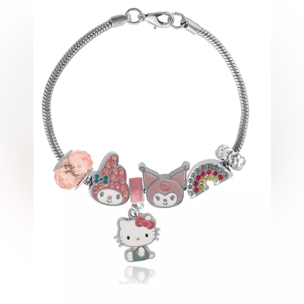 Hello Kitty Silver Bracelet with Pink and Purple Charms